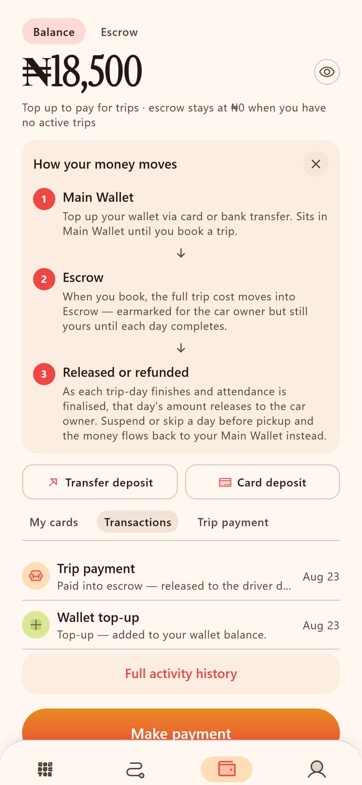 Conductor app screen